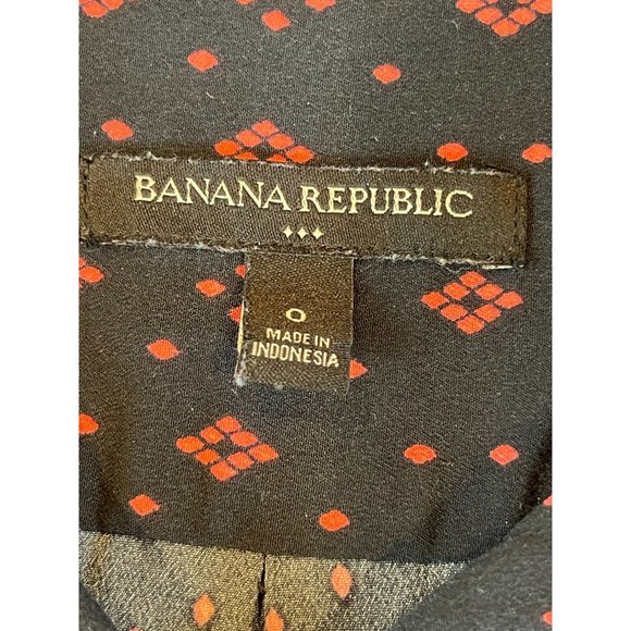 Banana Republic Women Geometric Romper Front Button Drawstring 3/4 Sleeve Blue 0 - Picture 7 of 9